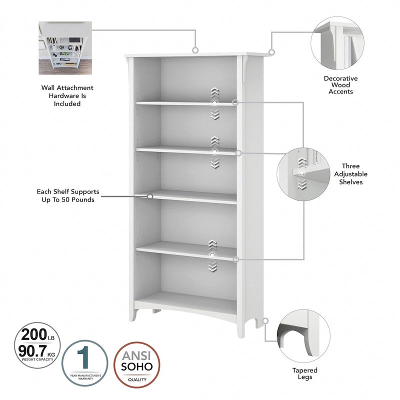 Salinas Tall 5-shelf Bookcase (Set of 2) by Bush Furniture
