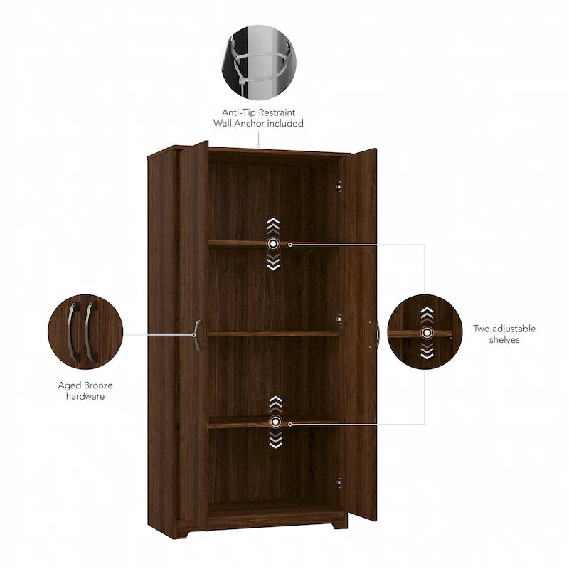 Cabot Tall Storage Cabinet with Doors by Bush Furniture