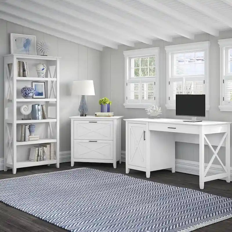 Key West 54W Computer Desk with Cabinet and Bookcase by Bush Furniture