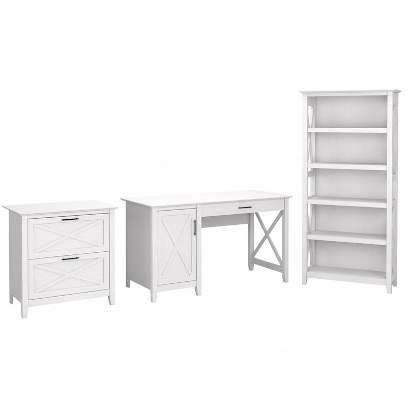 Key West 54W Computer Desk with Cabinet and Bookcase by Bush Furniture