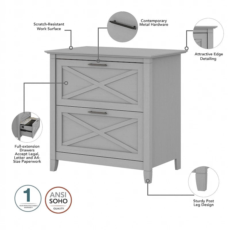 Key West 54W Computer Desk with Cabinet and Bookcase by Bush Furniture