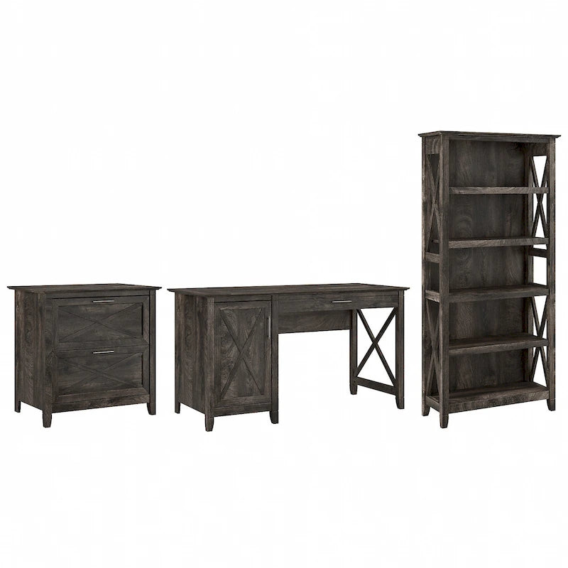 Key West 54W Computer Desk with Cabinet and Bookcase by Bush Furniture