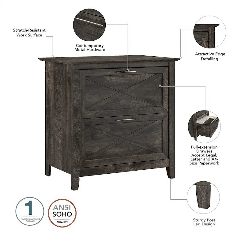Key West 54W Computer Desk with Cabinet and Bookcase by Bush Furniture