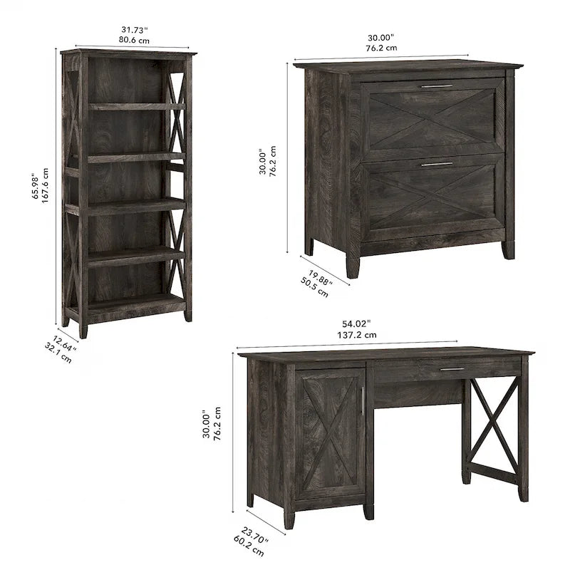Key West 54W Computer Desk with Cabinet and Bookcase by Bush Furniture