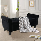 Velvet Ottoman Bench with Storage and Arms