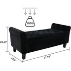 Velvet Ottoman Bench with Storage and Arms