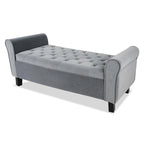 Velvet Ottoman Bench with Storage and Arms