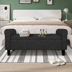 Velvet Ottoman Bench with Storage and Arms