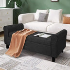 Velvet Ottoman Bench with Storage and Arms