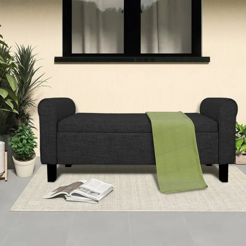 Velvet Ottoman Bench with Storage and Arms