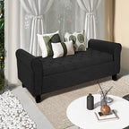 Velvet Ottoman Bench with Storage and Arms
