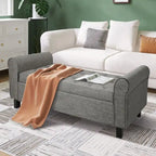 Velvet Ottoman Bench with Storage and Arms
