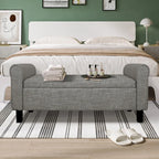 Velvet Ottoman Bench with Storage and Arms