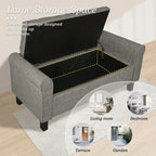 Velvet Ottoman Bench with Storage and Arms
