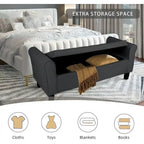 Velvet Ottoman Bench with Storage and Arms