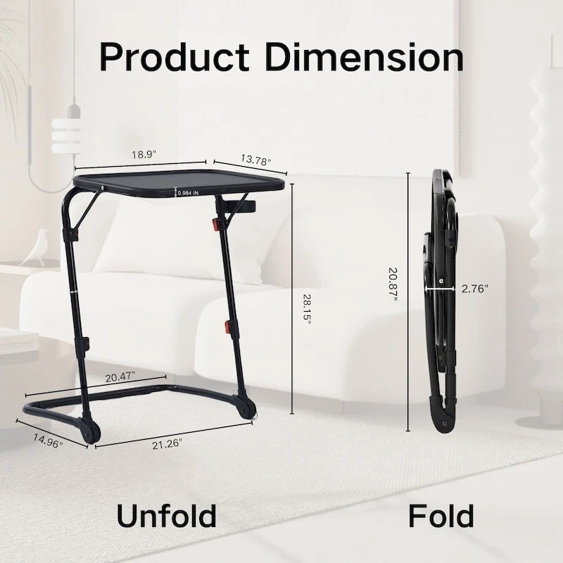 TV Tray Table Desk with Cup Holder Adjustable Folding for Home, Office,Foldable, Portable, Stable, Llghtwelght, Storage