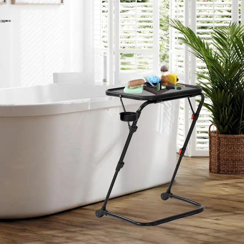 TV Tray Table Desk with Cup Holder Adjustable Folding for Home, Office,Foldable, Portable, Stable, Llghtwelght, Storage