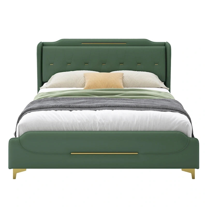 Uphou Modern Upholstered PU Leather Bed by Christopher Knight Home