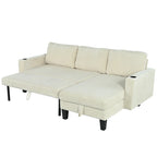 Christopher Knight Home - Reversible Fabric Sleeper L-Shaped Sectional Sofa with Storage Chaise, USB Ports & Cup Holders