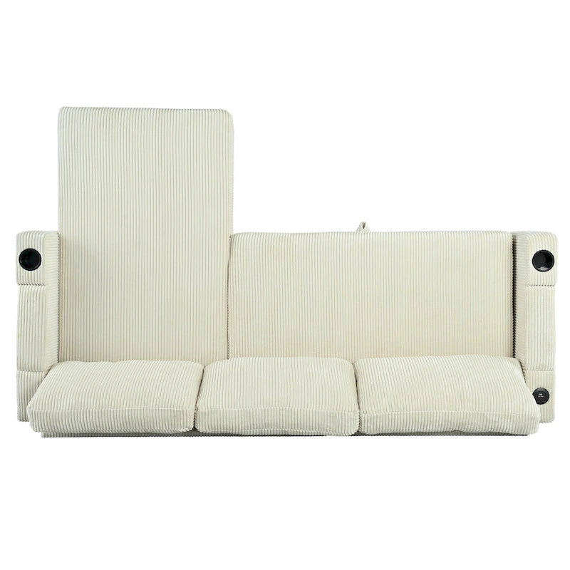 Christopher Knight Home - Reversible Fabric Sleeper L-Shaped Sectional Sofa with Storage Chaise, USB Ports & Cup Holders