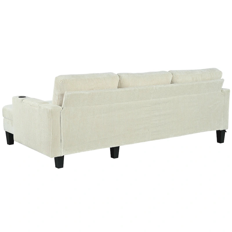 Christopher Knight Home - Reversible Fabric Sleeper L-Shaped Sectional Sofa with Storage Chaise, USB Ports & Cup Holders