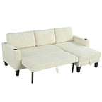 Christopher Knight Home - Reversible Fabric Sleeper L-Shaped Sectional Sofa with Storage Chaise, USB Ports & Cup Holders
