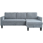 Christopher Knight Home - Reversible Fabric Sleeper L-Shaped Sectional Sofa with Storage Chaise, USB Ports & Cup Holders