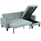 Christopher Knight Home - Reversible Fabric Sleeper L-Shaped Sectional Sofa with Storage Chaise, USB Ports & Cup Holders