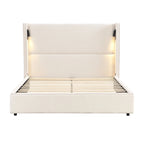 Christopher Knight Home- Cassie Upholstered Bed Frame with Reading Lamp & USB Port