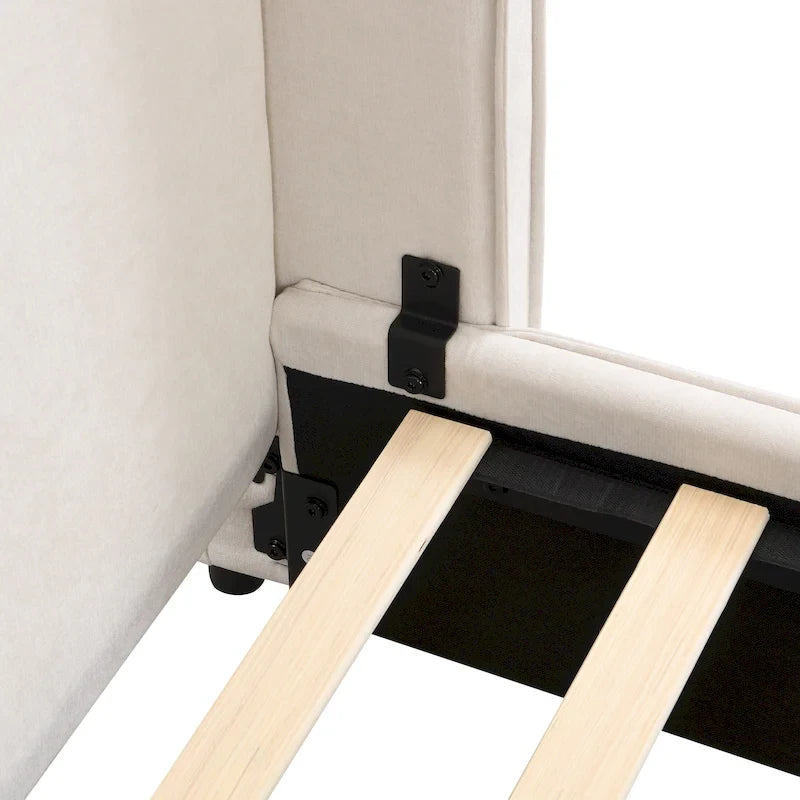 Christopher Knight Home- Cassie Upholstered Bed Frame with Reading Lamp & USB Port