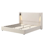 Christopher Knight Home- Cassie Upholstered Bed Frame with Reading Lamp & USB Port