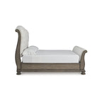 Ardenfield Light Brown/Beige Upholstered Sleigh Bed