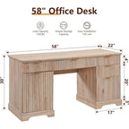 58 Modern Executive Desk with Storage, Wood Home Office Desk