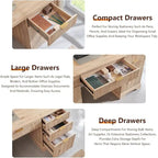 58 Modern Executive Desk with Storage, Wood Home Office Desk