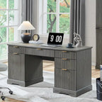 58 Modern Executive Desk with Storage, Wood Home Office Desk