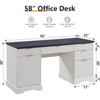 58 Modern Executive Desk with Storage, Wood Home Office Desk