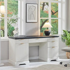 58 Modern Executive Desk with Storage, Wood Home Office Desk