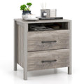 Gymax Nightstand w/ 2 Drawers Farmhouse Bed Side Table w/ Open Storage