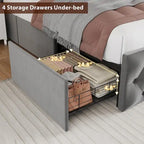Velvet Upholstered Bed Frame with Wingback Headboard
