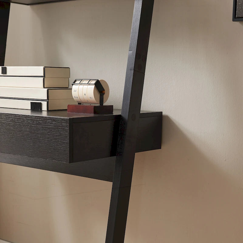 Modern Home Office Desk with Ladder Bookcase and Functional Storage