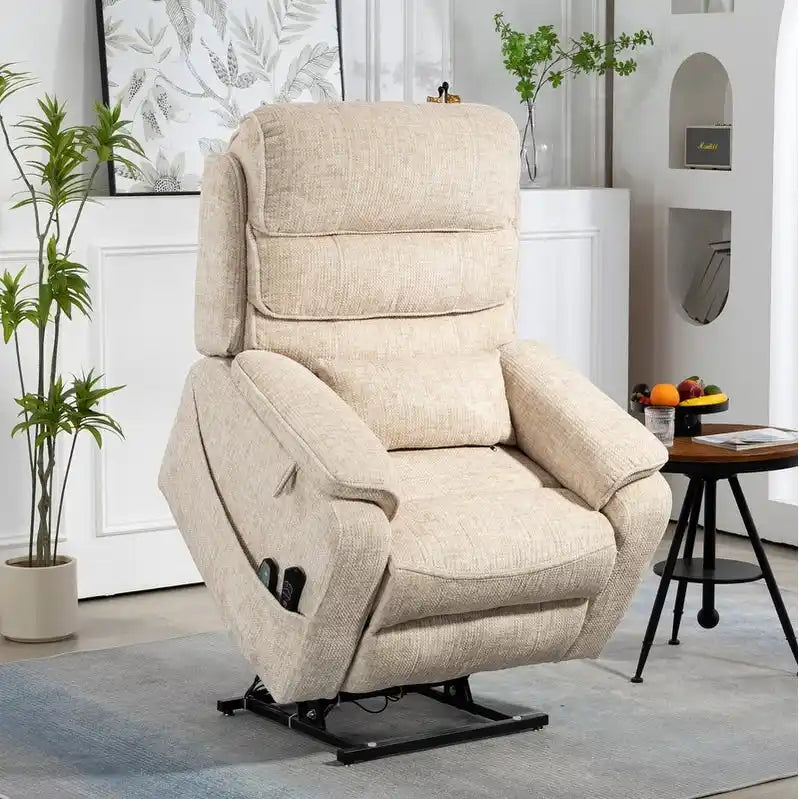 Deluxe Version Dual Motors Power Lift Recliner,Lay Flat 74.8  Length,100% Polyester,Message/Heat,Eazy Assemble