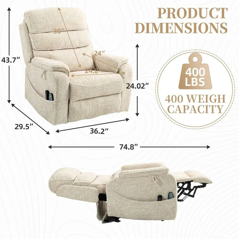 Deluxe Version Dual Motors Power Lift Recliner,Lay Flat 74.8  Length,100% Polyester,Message/Heat,Eazy Assemble