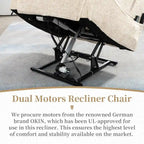 Deluxe Version Dual Motors Power Lift Recliner,Lay Flat 74.8  Length,100% Polyester,Message/Heat,Eazy Assemble