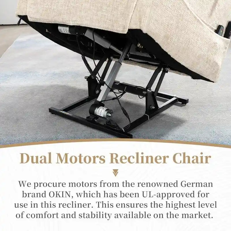Deluxe Version Dual Motors Power Lift Recliner,Lay Flat 74.8  Length,100% Polyester,Message/Heat,Eazy Assemble