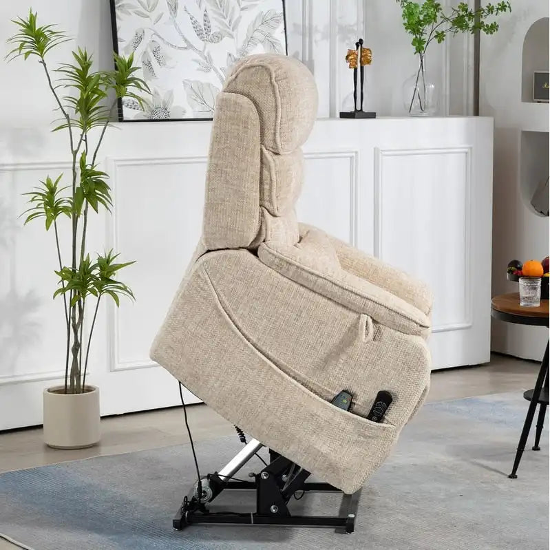 Deluxe Version Dual Motors Power Lift Recliner,Lay Flat 74.8  Length,100% Polyester,Message/Heat,Eazy Assemble