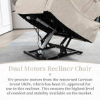 Deluxe Version Dual Motors Power Lift Recliner,Lay Flat 74.8  Length,100% Polyester,Message/Heat,Eazy Assemble