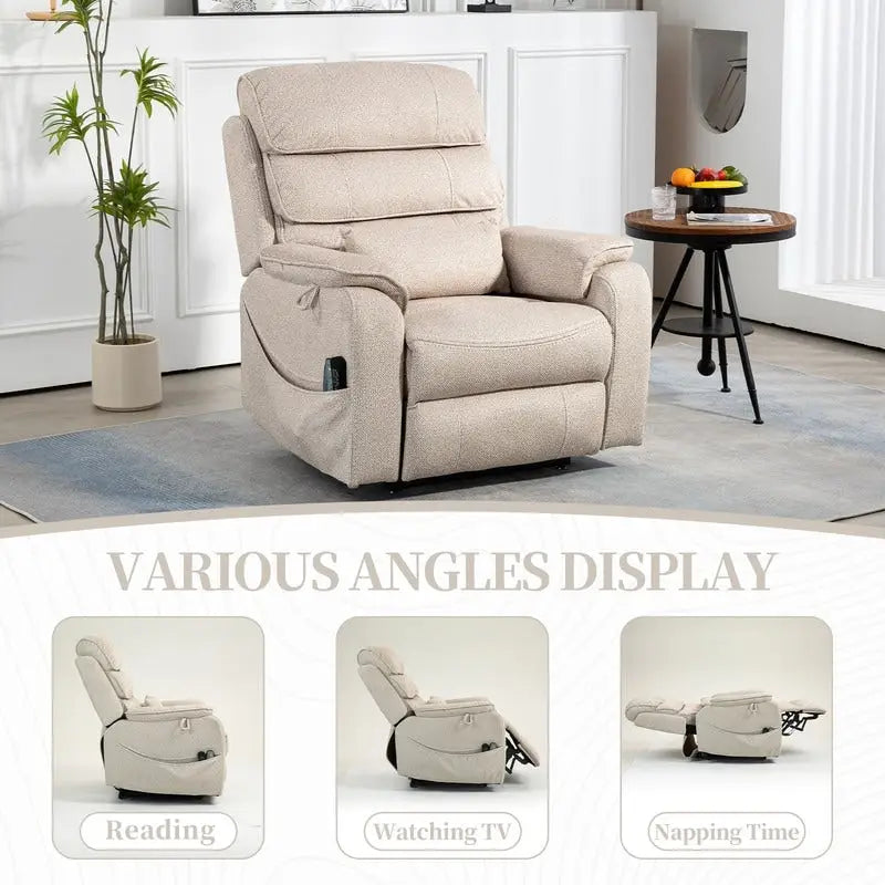 Deluxe Version Dual Motors Power Lift Recliner,Lay Flat 74.8  Length,100% Polyester,Message/Heat,Eazy Assemble