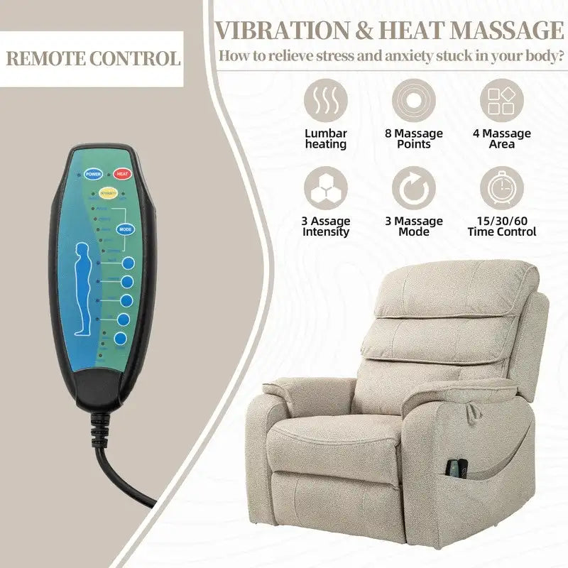 Deluxe Version Dual Motors Power Lift Recliner,Lay Flat 74.8  Length,100% Polyester,Message/Heat,Eazy Assemble