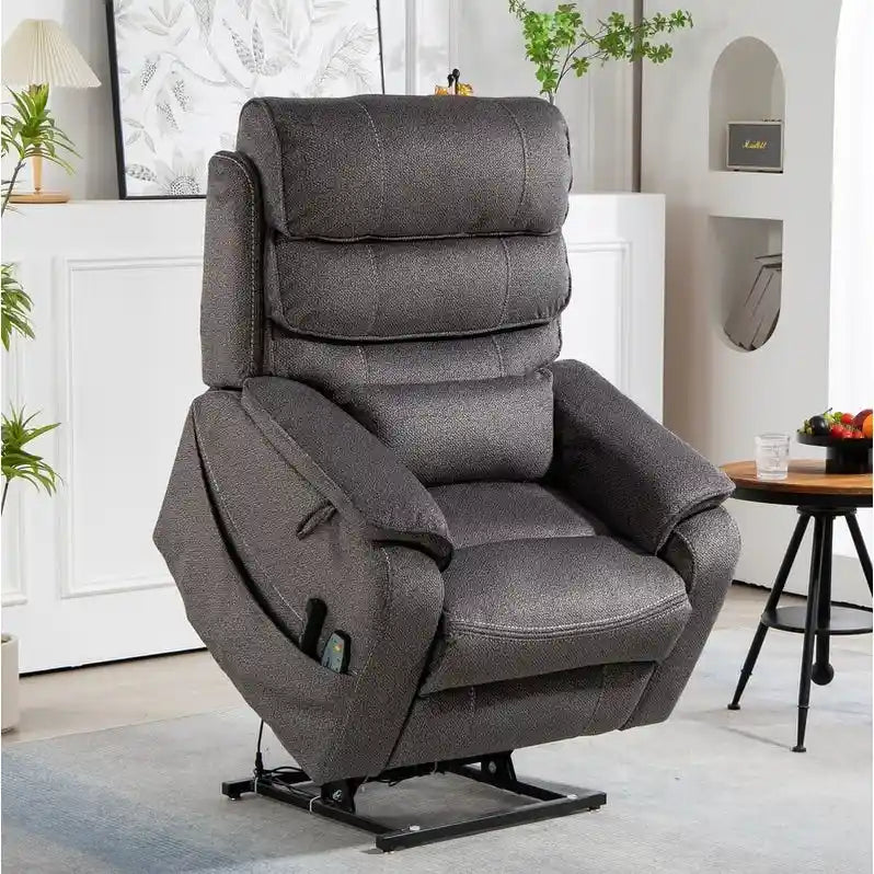 Deluxe Version Dual Motors Power Lift Recliner,Lay Flat 74.8  Length,100% Polyester,Message/Heat,Eazy Assemble