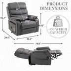 Deluxe Version Dual Motors Power Lift Recliner,Lay Flat 74.8  Length,100% Polyester,Message/Heat,Eazy Assemble